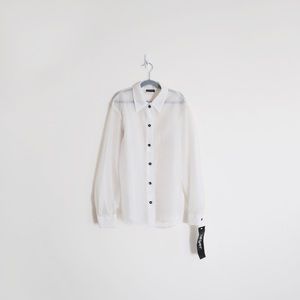 Vintage 80s Deadstock Sheer Mesh Button Down Shirt